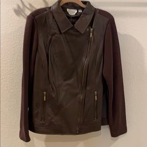 Linea by Louis Dell'Olio Leather & Knit Jacket 18